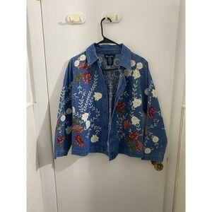 Vintage Denim & Co Floral Embroidered Jean Jacket X-Small